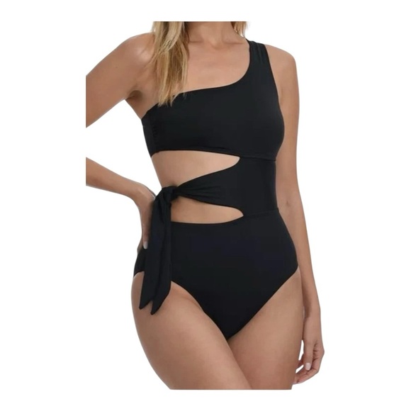La Blanca Black Island Goddess Cutout One Piece NWT - Picture 1 of 5